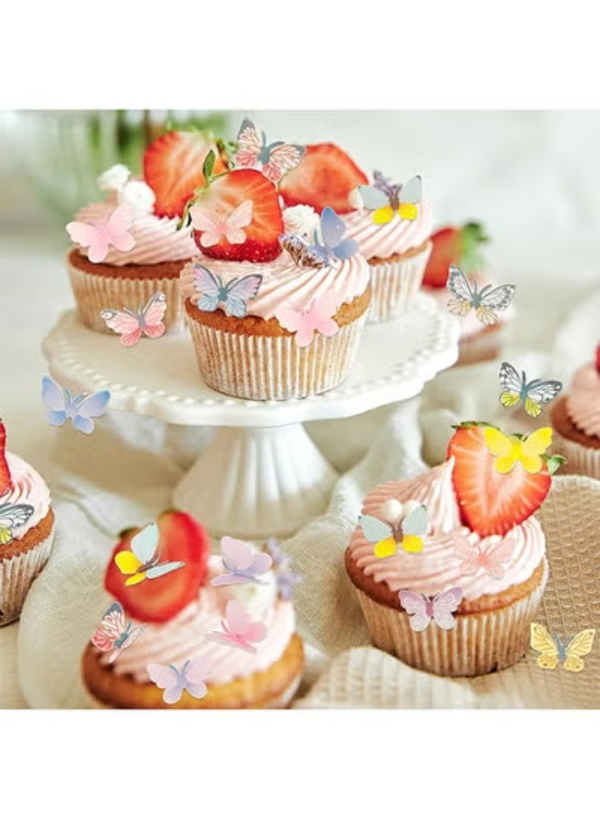 fantasize 72Pcs Butterflies for Cake Decorating - Cupcake Toppers, Wafer Paper Butterfly Cake Topper, Colorful Small Decorations for Birthday Cakes Decor - Image 2